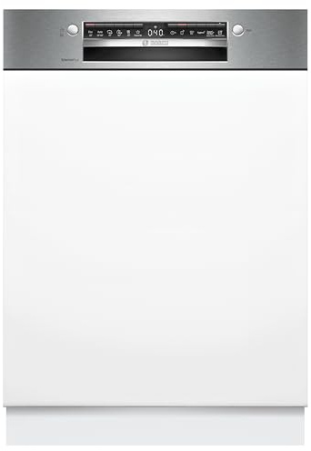 Bosch SMI4ECS32E, Serie 4, Smarter Geschirrspüler Teilintegriert 60 cm, Besteckschublade, Made in Germany Spülmaschine, extra Trocknen, starke Reinigung, sehr leise, Automatikprogramme, Edelstahl