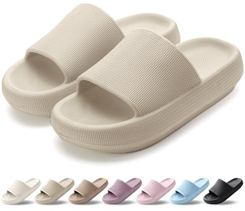 HEOAARG Zapatillas de Estar por Casa Mujer Hombre Zapatillas Nube Suave Chanclas de Baño Ligeras Pantuflas Chancletas Slippers Antideslizante Transpirables，Caqui，40-41 EU