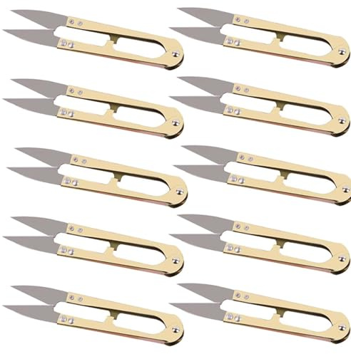 Lot de 10 coupe-fils Aigle doré – Entièrement en métal, acier à haute teneur en carbone, ciseaux multifonctionnels pour couture, matelassage, tricot, bricolage, bijoux, bonsaï (doré)