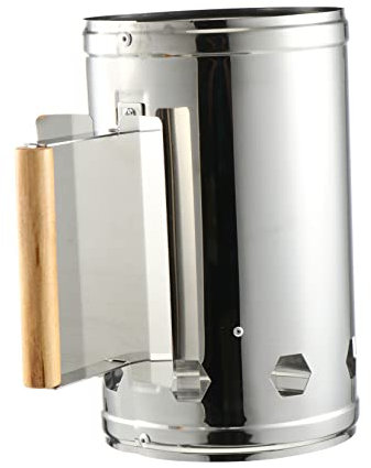 HIAKDOFT Grillkamin Holzkohleanzünder Outdoor BBQ Schnellfeuer Kaminstarter Metall Mit Hitzeschild Und Holzgriff Für Holzkohlegrills Garten Camping