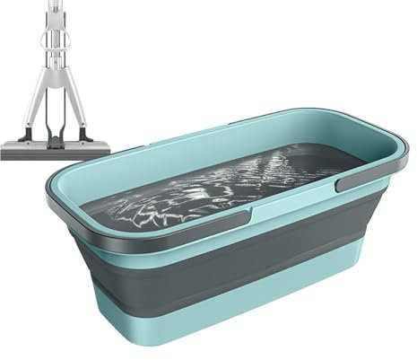 Qfdiwr Cubo Rectangular De Gran Capacidad con Asa,PP+Silicona Cubo Plegable con Asa,para Limpiar Fregona Plana Limpieza De La Casa,pequeños Suministros De Agua del Silicón para El Lavado De Coches
