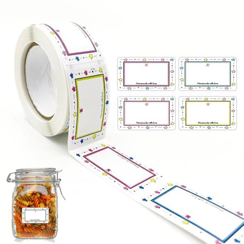 Lxtness Marmeladen Etiketten Selbstklebend, 250 Stück Etiketten | zum Beschriften, Klebeetiketten, Marmeladen Etikette für Gläser, Marmelade, Flaschen, Tüten Aufkleber (25x45mm)