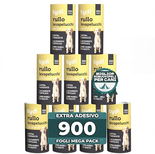 Tydi Ricariche Rullo Levapelucchi 900 Fogli, 100 per Rullo | Compatibili con La Maggior Parte dei Manici Standard · Rimuove Peli e Pelucchi