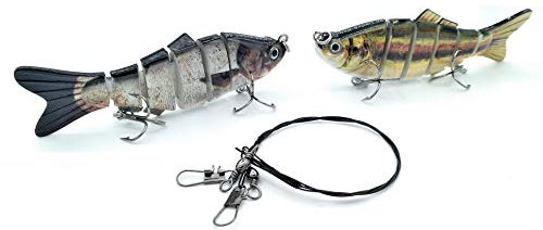 SIMSA-Expert 2 X Wobbler | Swimbait Kunstköder Shad | 2er-Set (2X 10cm 17g) | 2 x Stahlvorfach (30cm) für Zander Hecht
