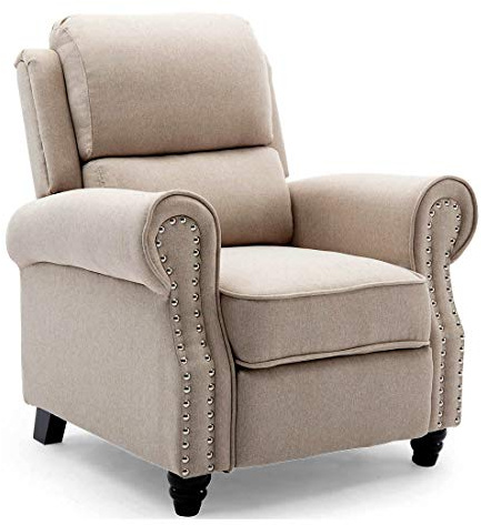 More4Homes DUXFORD FABRIC PUSHBACK RECLINER ARMCHAIR SOFA OCCASIONAL CHAIR CINEMA (Beige)