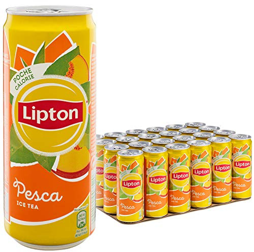 Lipton, Ice Tea, Tè Freddo al Gusto di Pesca, Poche Calorie, con Stevia, Formato Sleek da 24x0,33L