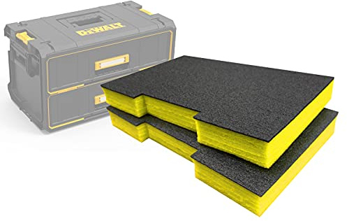 Shadow Foam Easy Peel - Insertos de espuma para cajones DeWalt ToughSystem [amarillo 50 mm paquete doble] para organización de herramientas, Kaizen, 5s, almacenamiento de herramientas y cajas de