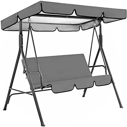 SHAIRMB Toldo Impermeable Abatible, Cubierta de Asiento de Columpio de JardíN, Toldo de Tela Oxford de Repuesto para Columpio, Cojines ExtraíBles Tela Oxford Impermeable,Gris,98×73×7in