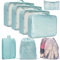 Koffer Organizer Compression Set,9 Pcs Leichtgewicht Packing Cubes Reise Organizer Set, Urlaub und Reisen Wasserdichte Reise Kofferorganizer Für Rucksack,Koffer (Hellblau)