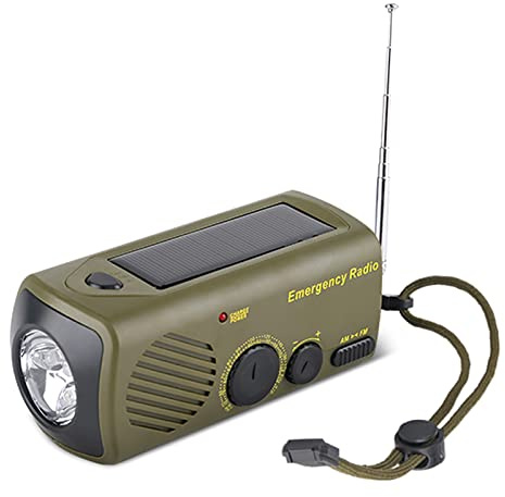 Irfora Outdoor-Notfunk,Notfall-Radio für den Außenbereich, tragbares Solarladegerät, Handkurbel, wiederaufladbares USB-Radio mit Taschenlampe, SOS-Alarm, AM/FM-Handy-Ladegerät