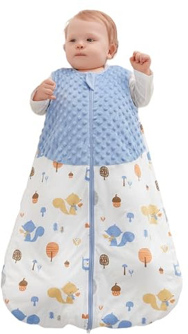 Happy Cherry Schlafsack Baby, 1.5 TOG Neugeborene Winterschlafsack mit 2-Wege-Reißverschluss, Ärmelloser Baumwolle Warm Babyschlafsacks, Blau 12-24 Monate