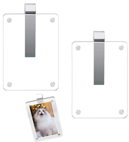 SIXHAOBU 2 Marcos de Fotos de automóviles Marcos de Fotos Personalizados magnéticos de acrílico Accesorios de automóviles Car Sun Visor Car Photo Holder para Parejas Familiares