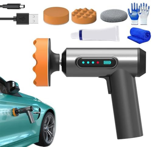 Polisseuse portative for voiture, kit de réparation de rayures, polisseuse sans fil double action,kit de polissage et de cirage sans fil,batterie rechargeable 2000 mAh,vitesse de rotation 20000 tr/min