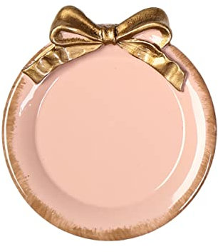Holibanna Plateau Rond Élégant Avec Nœud Décoratif Pour Servir Desserts Et Fruits Pour Fêtes Thé De Après-midi Rose