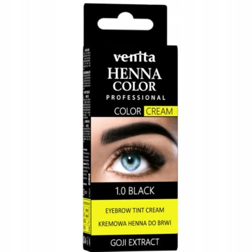 Venita HENNA COLOR CREME Tintura professionale per sopracciglia GOJI MODERNE FORMULE 4.0, nero, 15 g (15 trattamenti)