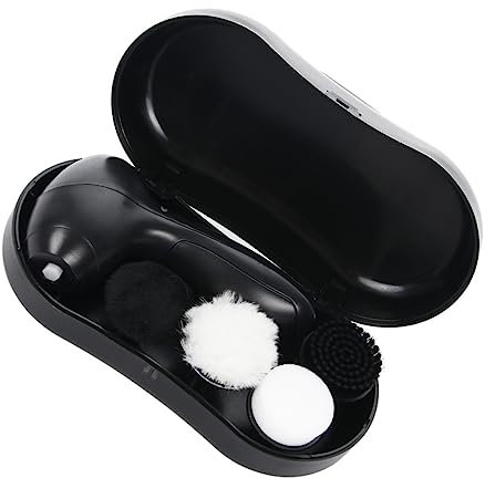 BESPORTBLE Kit de Cirage Électrique pour Chaussures en Cuir et Paquet, Brosse en Abs, 1 Set 4 Embouts de Rechange, Usage Domestique Couleur Aléatoire