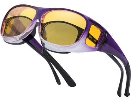 SIPHEW Nachtfahrbrille für Brillenträger Herren Damen Nachtsichtbrille für Autofahrer mit gelben polarisierten Gläsern Nachtbrille zum Autofahren