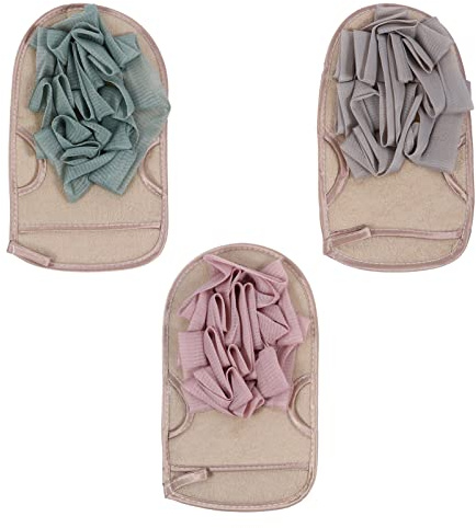 VINTORKY 3pcs Exfoliating Bath Sponge Gloves Double Sided Scrub Mitts for Deep Skin Cleaning Soft Texture Shower Towel Ball for Men Women for Smooth Skin Care