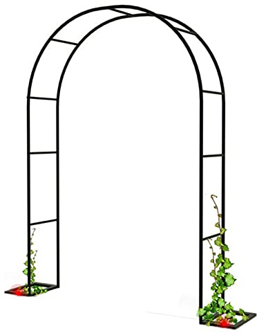 Arche de jardin réglable en métal avec treillage facile à assembler pour plantes grimpantes, décoration de pelouse et d'arrière-cour, design noir durable pour la maison et le jardin