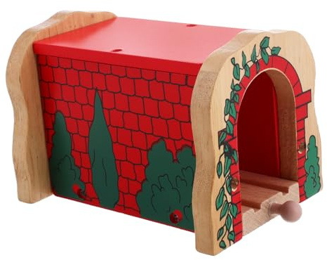 Gogogmee Holz Spielzeugeisenbahn Tunnel Zubehör Robuster Holz Bahntunnel als Erweiterung für Rote Holzhöhle als Spielbahn Ergänzung Vielseitig für Kindergarten und Zuhause Fördert