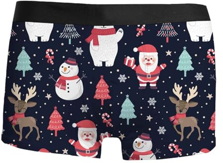 Generisch Weihnachten Boxershorts Herren Lustig Druck Weihnachts Unterhosen Christmas Motiv Boxershorts Männer Unterwäsche Mode Trend Unterhose Winter Retroshorts Geschenke Weihnachtsmann Kostüm