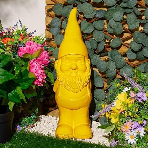 50cm Garden Gnome Constructed from durable polystone and a colorful painted finish, the yard decoration is weatherproof and rust-resistant Decoration (Yellow)