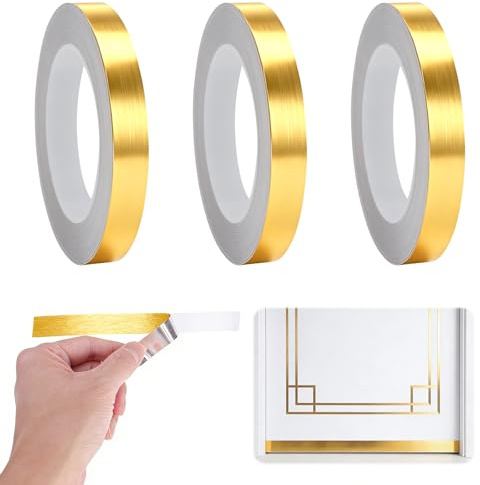 JYYWTSI Washi Tape guld 2 rullar 15 mm x 10 m guldfolie washitejp, tejp guld självhäftande, gyllene tejp metallic för scrapbooking, väggdekoration, presentförpackning