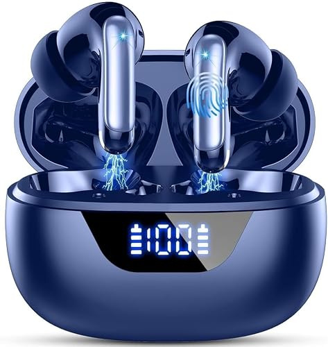 Drsaec Écouteurs Intra-Auriculaires Bluetooth 5.3 sans Fil avec 4 micros ENC réduction du Bruit, 48 Heures, stéréo Hi-FI, étanche IP7, pour iOS Android, Affichage LED, USB-C