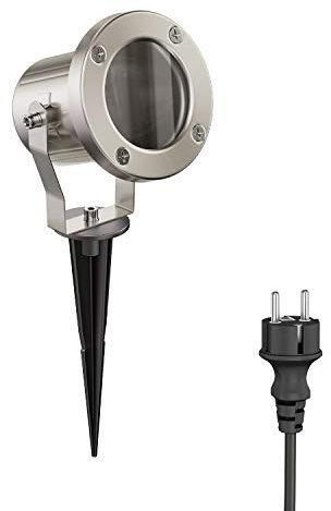 ledscom.de Projecteur de jardin à LED MIBU avec piquet de terre pour l'extérieur, acier inoxydable, sans ampoule.