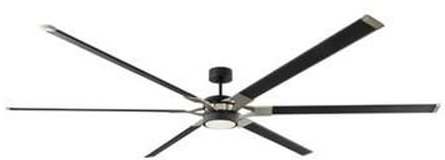 Monte Carlo 6LFR96MBKD Loft Energy Star Industrial 96 Outdoor Ceiling Fan with LED Light Kit & Remote, 6 Aluminum Blades, Midnight Black