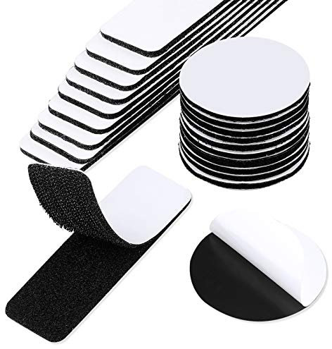 Klettband Selbstklebend Extra Stark 20 Stück - funvce Industrie Klettverschluss Selbstklebend Schwarz Doppelseitige Klebende Klettband hält,Klebepads für Wände,Boden,Gläser, Plastik,Rund/Rechteck