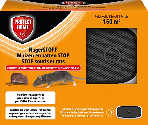 PROTECT HOME NagerSTOPP, elektronischer Ultraschall-Schädlingsvertreiber zur Abwehr von Ratten und Mäusen für 150 m²