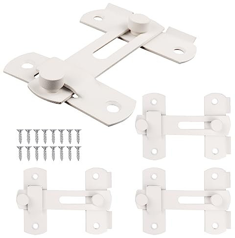 CBRIGHT 4 Packungen Scheunentürriegel, Edelstahl, Scheunentor, Klapptürriegel, zweifach gefaltet, Türschloss, Schiebetürschloss (Weiß)