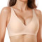JOYTREE Glatter BH Damen Ohne Bügel mit tiefem V-Ausschnitt Klassische Nahtloser Bügelloser BHS Bequem Seamless Tshirt Bustier Soft Schlaf Bra mit zusätzlicher Verlängerung Fleischfarben XL