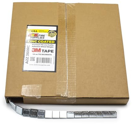A2Z Tire Supplies 0.25 Oz ZINC Adhesive Wheel Weights（715pcs,11 LBS）,1/4 Oz Stick on Wheel Weights for Cars, Trucks, SUVs, Motorcycles, Low Profile (3M Tape Made in USA)