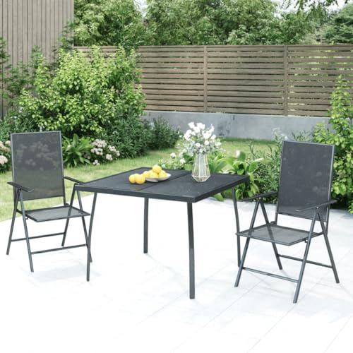 MNISDFL Möbelsets Terrassenmöbel Lounge Gartenmöbel Set 3-TLG. Garten-Essgruppe Anthrazit Stahl