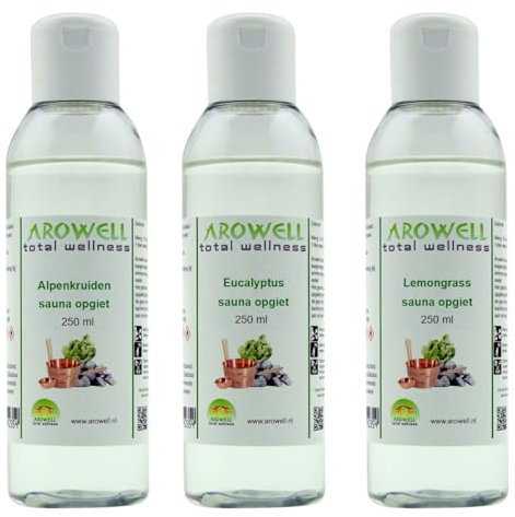 Arowell - Erbe alpine Eucalyptus Lemongrass sauna versato per sauna concentrato - 3 x 250 ml
