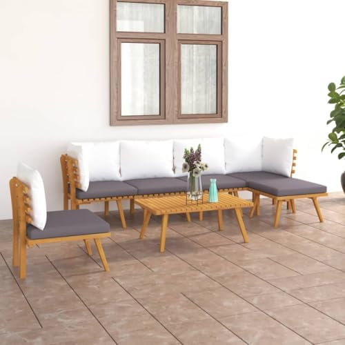 KATERYY 7-TLG. Garten-Lounge-Set mit Kissen Massivholz Akazie,Klassisches Loungeset aus Akazienholz für Garten und Terrasse Entspannung in rustikalem Charme