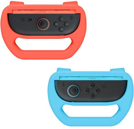 DLseego Hand Gaming Grip Case for Switch 2 JoyCon, Ergonomic Wear-Resistant Controller for Model for Joycon, Grips Game Controller Handle Mobile Joystick Gamepad Case - Red Blue
