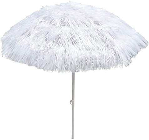 MYUYEE Hawaiian - 160 cm - Bianco - Ombrellone in Paglia Sintetica - Ombrellone da Giardino - Ombrellone da Spiaggia Pieghevole - Protezione Solare | Ombreggiatura |,