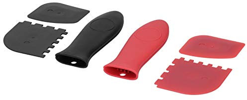 Nikou Juego de 6 raspadores de funda de mango de olla, utensilios de cocina de silicona antiquemaduras, incluye cubierta de mango caliente y raspador de ollas, utensilios de cocina