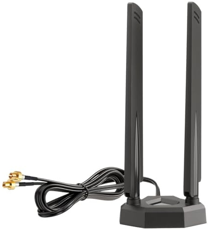 Eightwood WiFi 7-antenn Gaming Tri-Band 7dBi Kompatibel med WiFi 6E/7 2,4/5/6GHz För ASUS ROG Strix B850-E X870E-E ROG Maximus Z890 TUF Gaming B850 Z890 ASUS WLAN 7-router + Magnetisk bas med 2m kabel