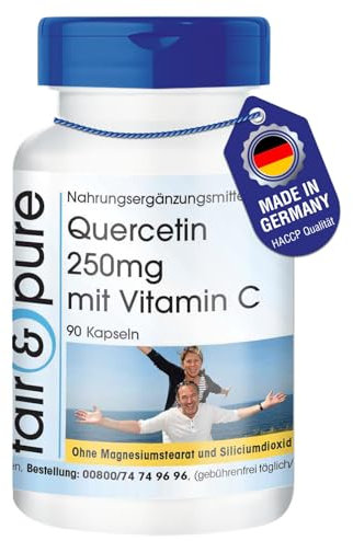 Fair & Pure® - Quercetin 250mg mit Vitamin C - 90 Kapseln - vegan - ohne Magnesiumstearat