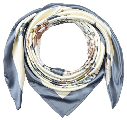corciova Large Square Silk Like Lightweight Scarf Hair Wrap Women Grey Flower Curly Headband Tie Sleeping at Night Fashion