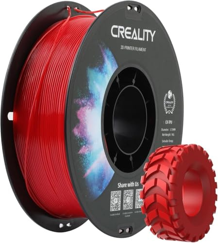 Creality Filamento CR TPU 1,75mm Rojo, Carrete de 1KG de Alta Resiliencia, Material Adhesivo Elástico Suave, Filamento TPU para Impresora 3D