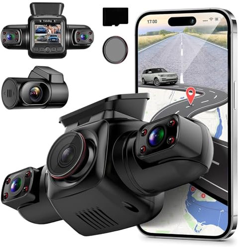 Yabdbg 4 Kanal Dashcam Auto 4x1080P Vorne, Hinten, Links und Rechts Dash Cam mit GPS WiFi, 360° Ansicht, 24H Parkmodus, Nachtsicht Dashcams mit CPL, WDR 3 Zoll TFT Max 256GB Frei 128GB