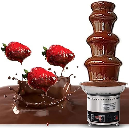 RayGenius Chocolate Fountain Machine Commercial stainless steel chocolate waterfall machine, 4kg heated melting machine for parties, restaurants and weddings.,5Layers