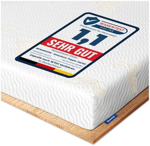 Newentor Coprimaterasso 160 x 200 cm, H2 H3, coprimaterasso 160 x 200 cm, in schiuma gel opaco, topper 160 x 200 cm, letto a molle certificato Öko-Tex, rivestimento in gel espanso freddo, altezza 10