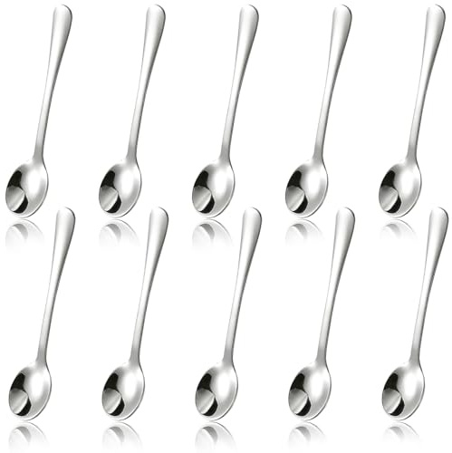 GUOYOU 10 Pièces Petite Cuillère à Dessert, Petites Cuillères Acier Inoxydable, Cuillere a Cafe Pour dessert, thé, Espresso, Polies Miroir, Lavables au Lave-Vaisselle, pour la Maison, l'hôtel