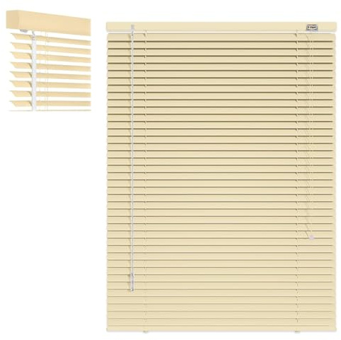 WXGZSKLV Veneziana in Alluminio su Misura 45 60 70 95 110 125 130 145 150 160 180 195 200 210 cm, 25 mm Lamelle Tenda Orizzontali, Tende Veneziane da Interno Esterno per Finestre(Beige)